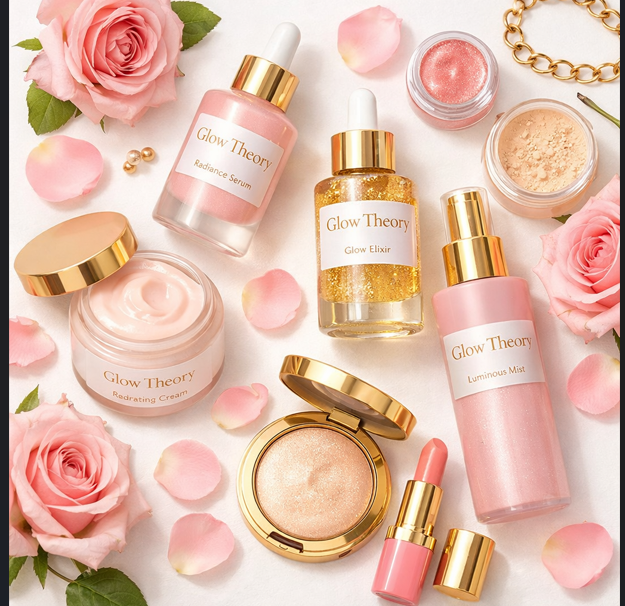 Glow Theory skincare and makeup product lineup